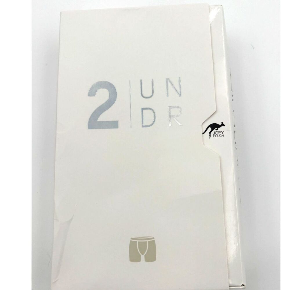 2UNDR Swing Shift Men's Boxer Briefs w/Joey Pouch, Size L, White/Grey-NWT